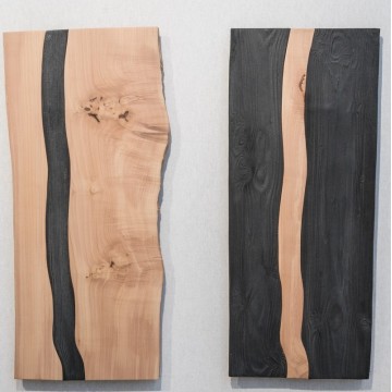 Tableau grès et bois " Duo "