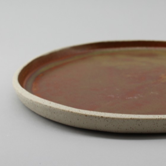 Assiette plate émail roux