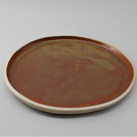 Assiette plate émail roux